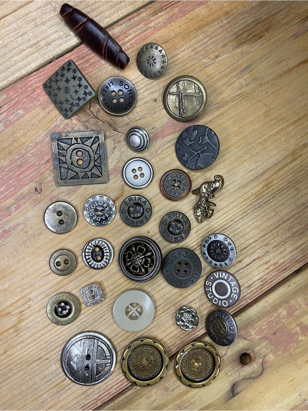 VintageAssorted Men’s Jacket & Coat Buttons - Bronze, Antique Brass, Black, Gray